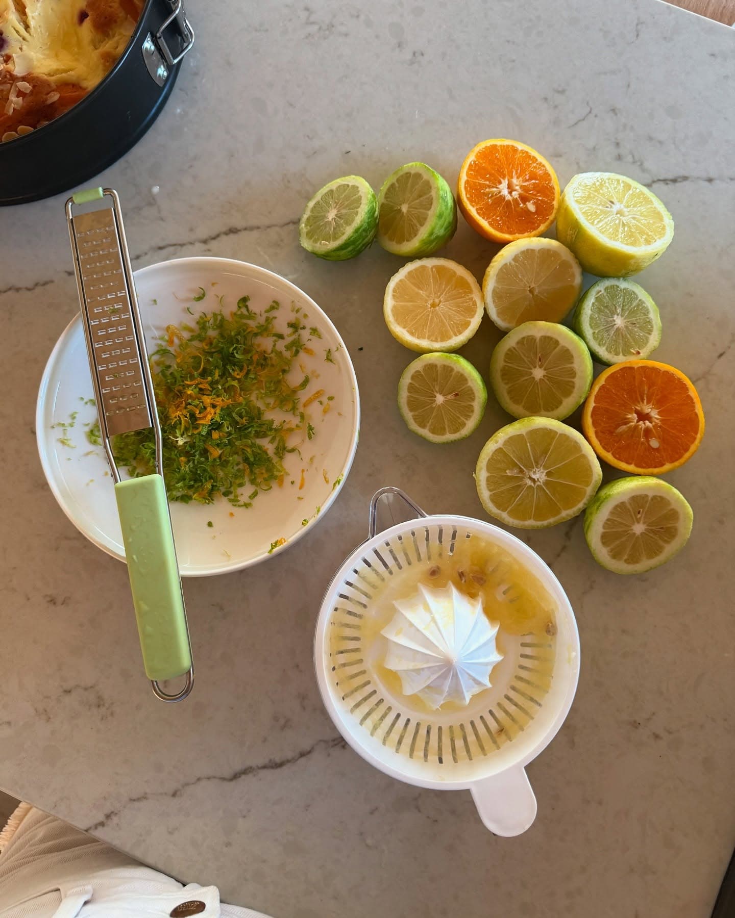 citrus and zest on marble
